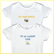 Load image into Gallery viewer, 01B   Embroidered Baby Bodysuit Bees Or Duck