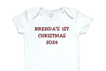 Charger l&#39;image dans la galerie, 16  Embroidered Baby Bodysuit First Christmas