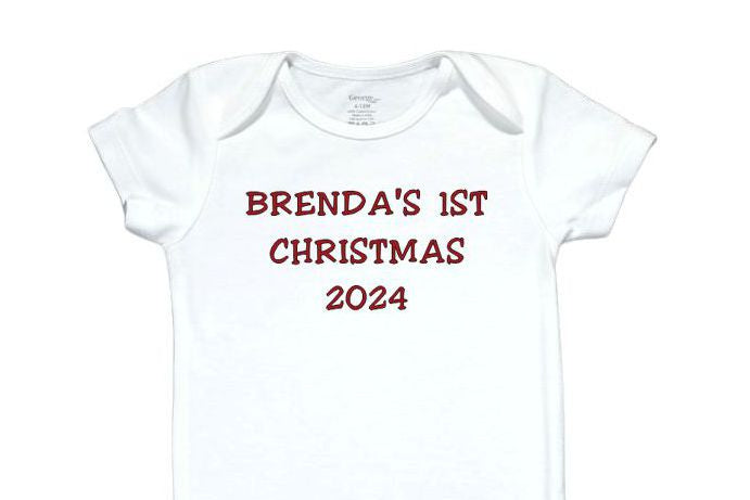 18  Embroidered Baby Bodysuit First Christmas