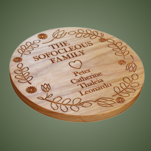 TR426C Trivet Family & Children Names with Heart