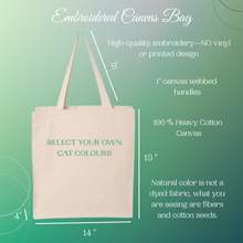 Load image into Gallery viewer, Personalized Cat Embroidered Cotton Canvas Tote Bag,  Cotton Shopping Bag, Reusable Everyday Tote
