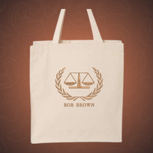 Load image into Gallery viewer, Personalized Embroidered Lawyer Canvas Tote Bag, Custom Attorney Gifts, Law School Graduate Gift, Bags