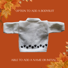 Load image into Gallery viewer, Halloween Cat Baby Sweater, Personalized Knitted Infant Cardigan, Custom Shower Gift