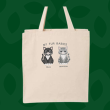 Load image into Gallery viewer, Personalized Cat Embroidered Cotton Canvas Tote Bag,  Cotton Shopping Bag, Reusable Everyday Tote