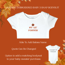 Load image into Gallery viewer, Pumpkin Baby Sweater, Halloween Personalized Knitted Infant Cardigan, Custom Shower Gift