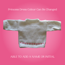 Load image into Gallery viewer, Princess Baby Sweater, Personalized Knitted Infant Cardigan, Custom Shower Gift
