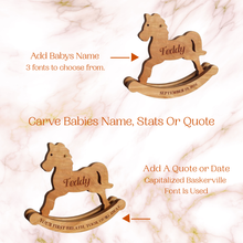 Load image into Gallery viewer, Personalized Wooden Rocking Horse Nursery Decor