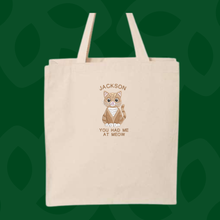 Load image into Gallery viewer, Personalized Cat Embroidered Cotton Canvas Tote Bag,  Cotton Shopping Bag, Reusable Everyday Tote