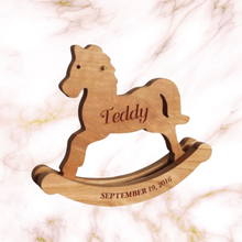 Load image into Gallery viewer, Personalized Wooden Rocking Horse Nursery Decor