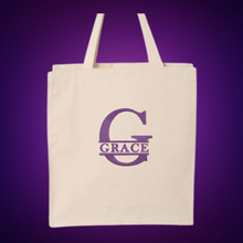 Load image into Gallery viewer, Personalized Embroidered Monogram and Name Tote Bag, Reusable Everyday Bag