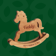 Load image into Gallery viewer, Personalized Wooden Rocking Horse Nursery Decor