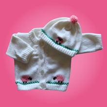 Load image into Gallery viewer, Sheep Baby Sweater, Personalized Knitted Infant Cardigan, Lamb Clothing,  Shower Gift