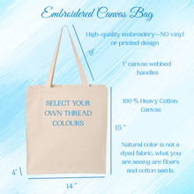 Charger l'image dans la galerie, Personalized Embroidered Name &amp; Flower Bag, Custom Canvas Tote, Floral Market Bag, Bridesmaid Gift