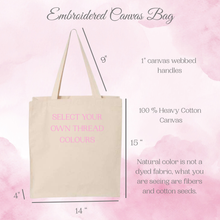 Load image into Gallery viewer, Personalized Grandma Embroidered Cotton Canvas Tote Bag,  Cotton Shopping Bag, Reusable Everyday Tote