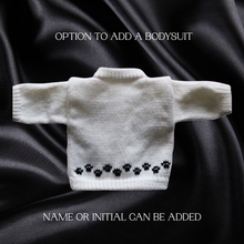 Load image into Gallery viewer, Panda Bear Baby Sweater, Personalized Knitted Infant Cardigan, Custom Sweaters, Shower Gift