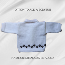 Load image into Gallery viewer, Panda Bear Baby Sweater, Personalized Knitted Infant Cardigan, Custom Sweaters, Shower Gift