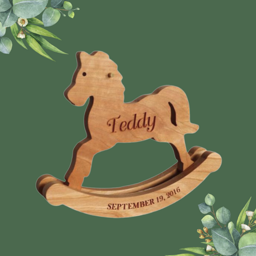 Personalized Wooden Rocking Horse Nursery Decor