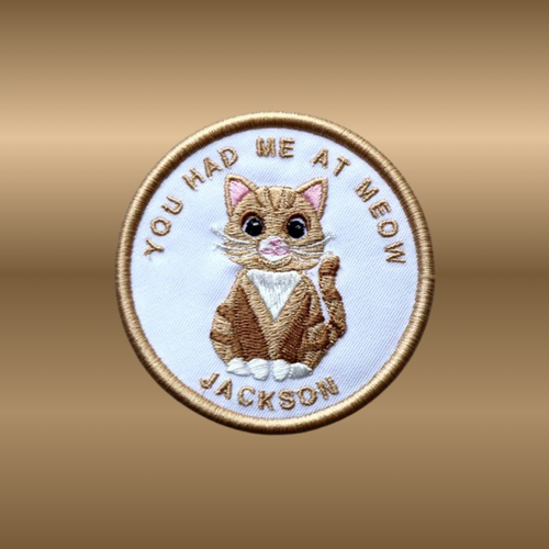 905  Beige Cat Embroidered Patch