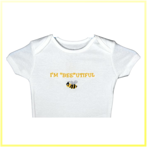 05  Embroidered  Baby Bodysuit Honey Bees