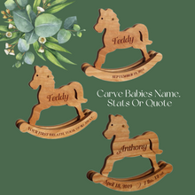 Charger l&#39;image dans la galerie, Personalized Wooden Rocking Horse Nursery Decor