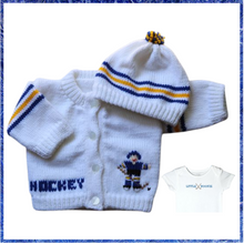 Load image into Gallery viewer, 0227  Sweater Hockey Blue &amp; Gold Stripes