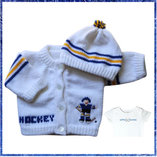 0227  Sweater Hockey Blue & Gold Stripes