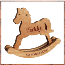 Load image into Gallery viewer, Personalized Wooden Rocking Horse Nursery Decor