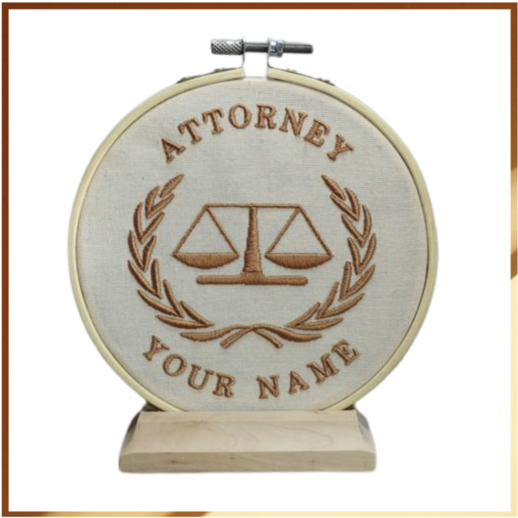 535 Attorney Embroidered Hoop Art