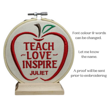 Load image into Gallery viewer, 515 Teacher Embroidered Hoop Art