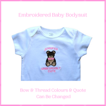 Load image into Gallery viewer, 06  Embroidered Teddy Bear &quot;Pick Your Bow Colour&quot; Bodysuit