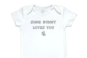 04  Embroidered Baby Onesie Grey Bunny
