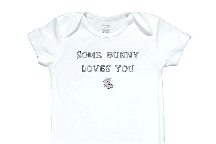 04  Embroidered Baby Onesie Grey Bunny