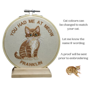 505  Cat Embroidered Hoop Art