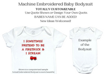 Load image into Gallery viewer, 12 Embroidered  Baby Bodysuit Firetruck