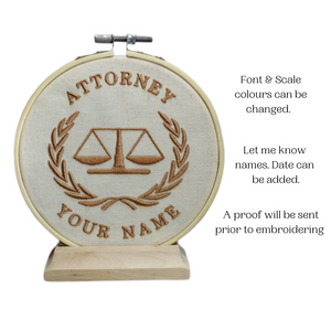 535 Attorney Embroidered Hoop Art