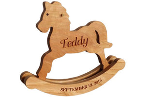Personalized Wooden Rocking Horse Nursery Decor